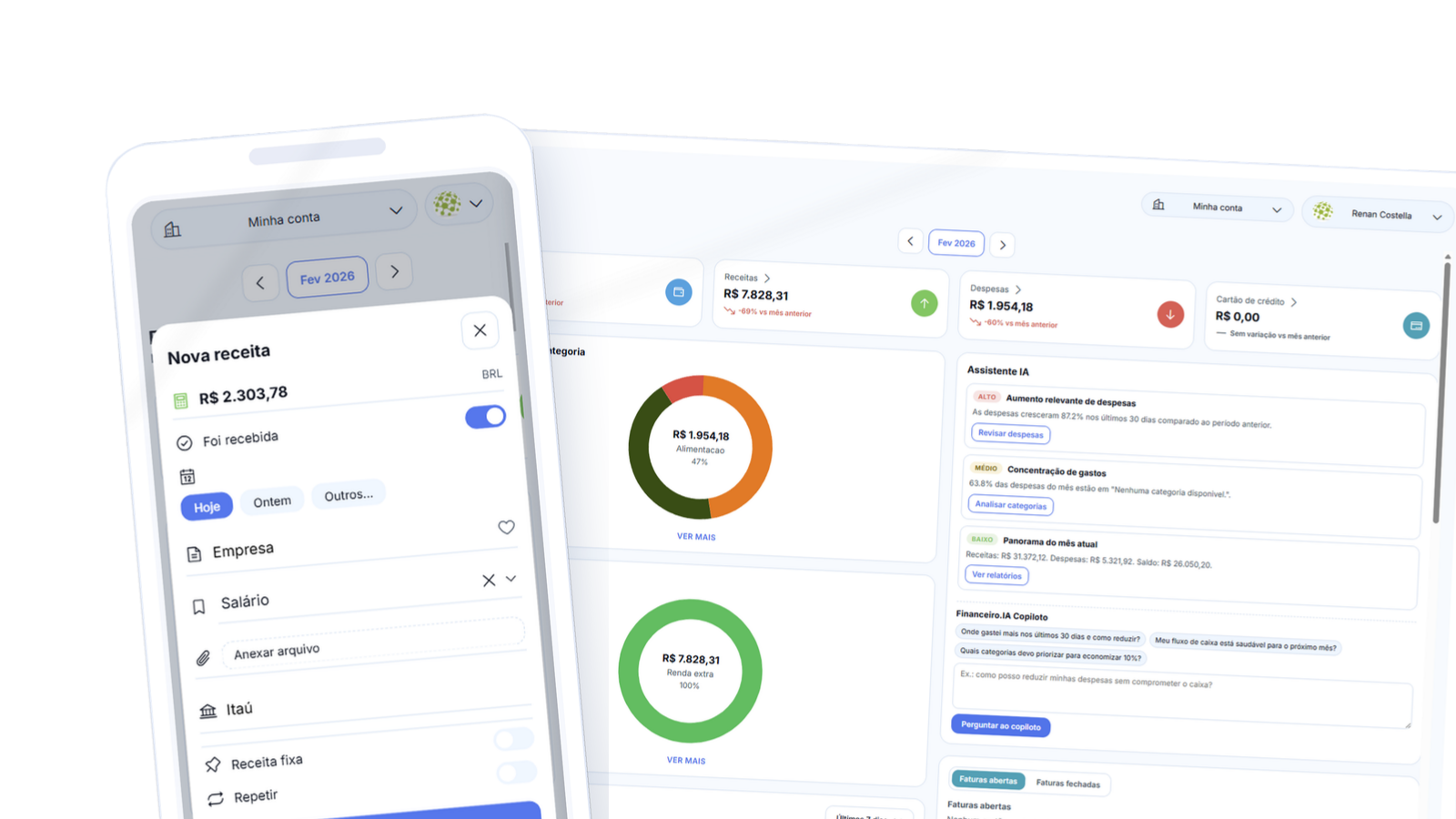 Prévia da plataforma Financeiro.io